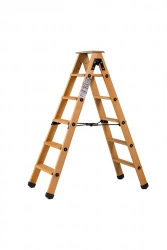 Escabeau double accès bois 2x5 marches + tablette - hauteur de travail 2,65m