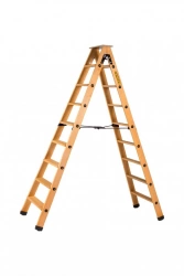 Escabeau double accès bois 2x8 marches + tablette - hauteur de travail 3,25m