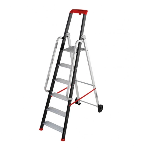 Escabeau professionnel roulant pliable - 6 marches - 3,03m
