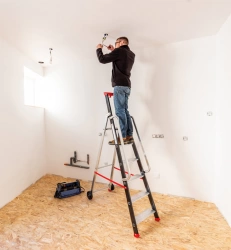 Escabeau professionnel roulant pliable - 6 marches - 3,03m