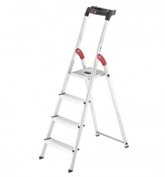 Escabeau aluminium pliable - 4 marches - Hailo L60 – Sécurisé et ultra léger - 2,85M